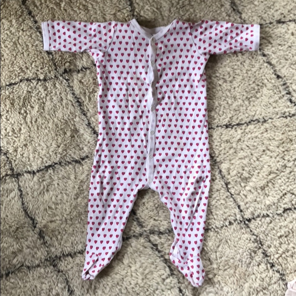 Roller Rabbit White Footed One-Piece with Pink Heart Print